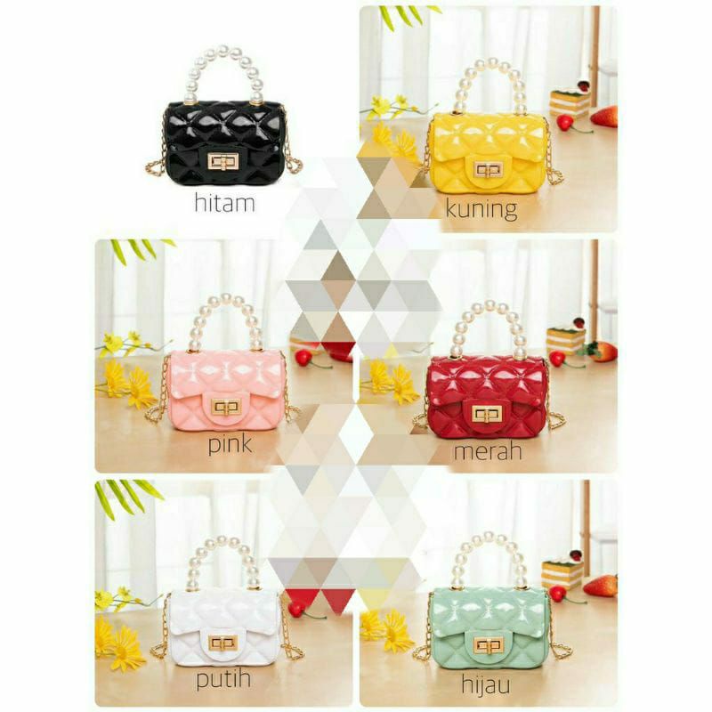 tas jelly glossy,tas wanita mutiara jelly medan