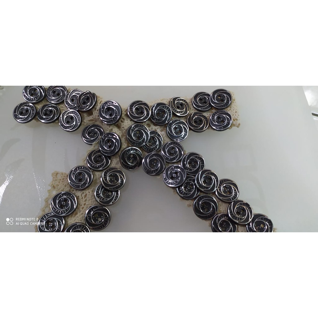 isi 1gross Kancing Diameter 15mm Manohara  - Kancing Motif - Kancing Corak - Kancing Hitam Motif