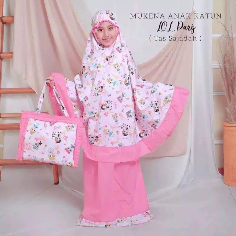 Mukena Anak Karakter  Hello  Pink Cantik Usia 2-12 thn