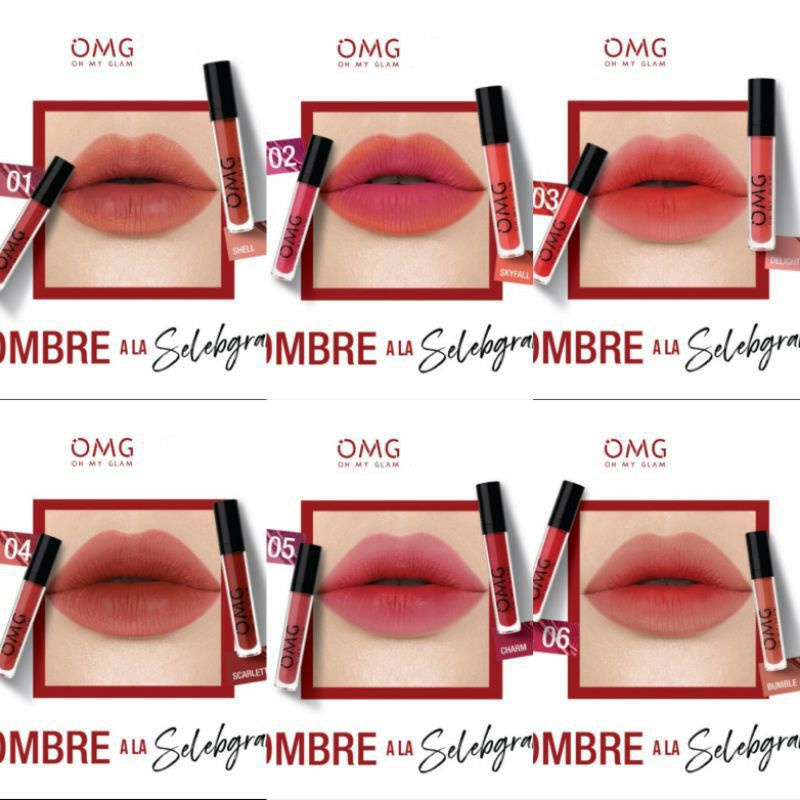 OMG OH MY GLAM LIP CREAM OMBRE ALA SELEBGRAM SHADE NO // 03&07 // 01&10 // 06&11 // 05&09 // 02&08 /