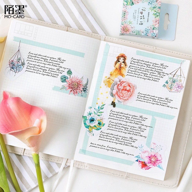 45 pcs Stickers FLOWERS Deco Diary DIY ScrapBook Planner Bujo  Journal-stiker lucu murah aesthetic