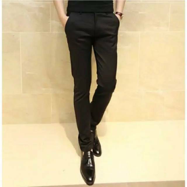 Celana Bahan kerja kantor Formal Slimfit Black Trouser  Big Size - Arista