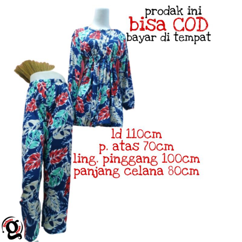 setelan janda bolong/setelan terlaris/setelan motif daun janda bolong