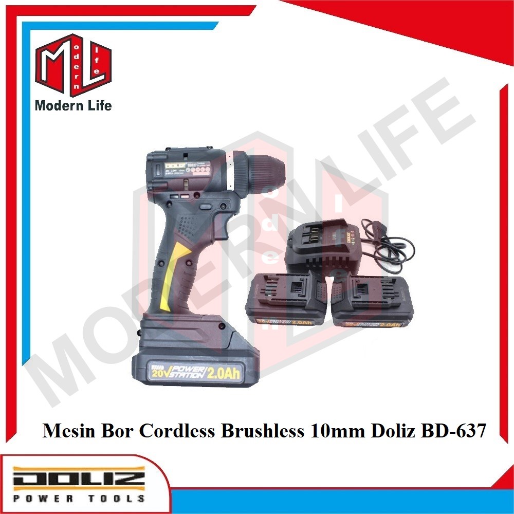 Doliz BD637 Mesin Bor Cordless Brushless 10mm / Cordless Drill 20V