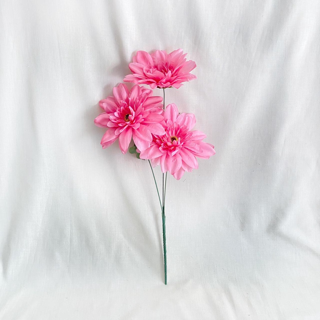Bunga Dahlia X3 (satuan) Bunga Artificial / Bunga Plastik / Bunga Dekorasi / Pernikahan-Pink