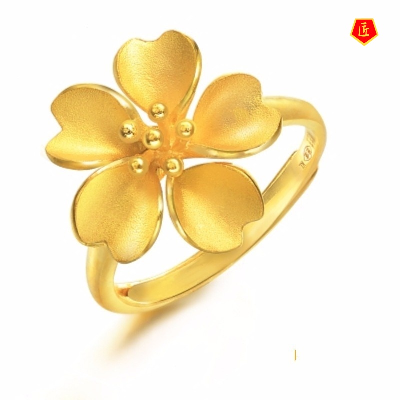 [Ready Stock]Graceful Fashionable 3D Gold Flower Ring