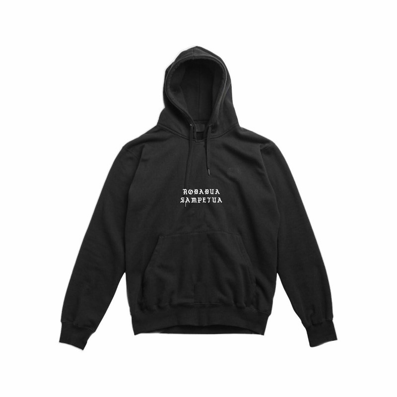 Roda Dua Sampe Tua Hoodie Black Letter Shopee Indonesia