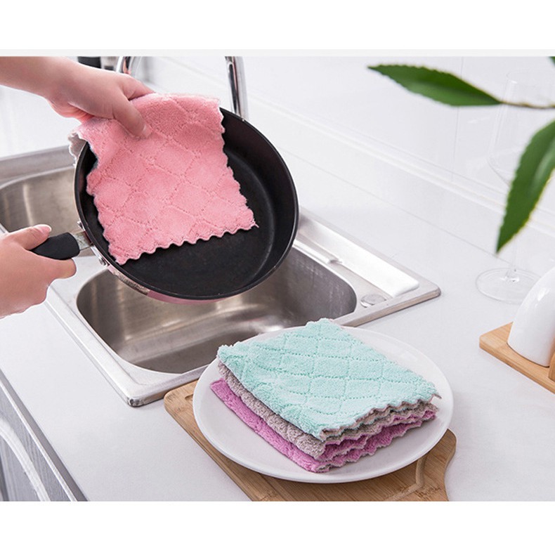 Kain Lap Meja Piring Serbet Dapur Anti Minyak Kain Lap Microfiber Serbaguna Lap Tangan Berkualitas