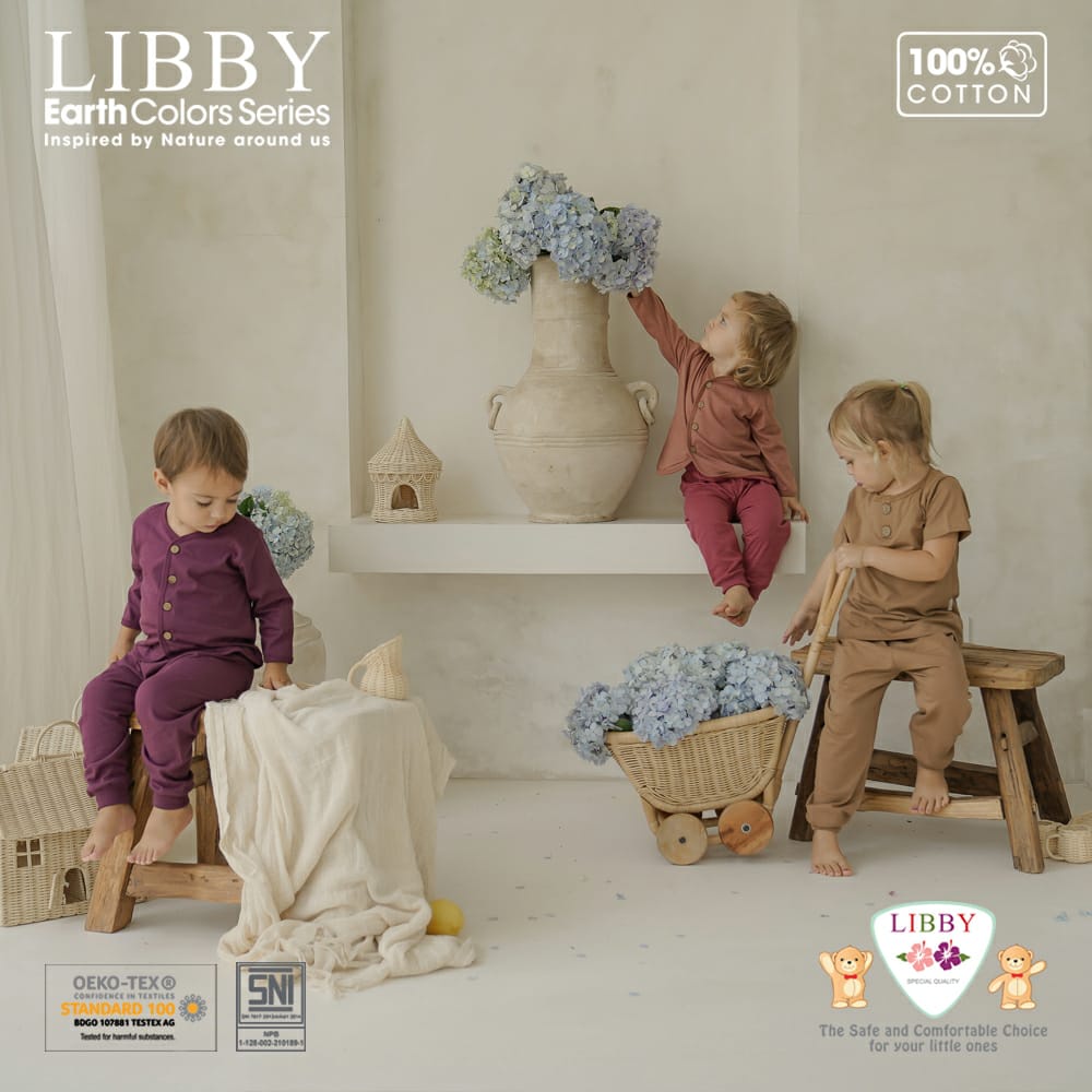 Libby Comfy Set 0-12 Bulan Earth Series Panjang Piyama Bayi Premium CBKS