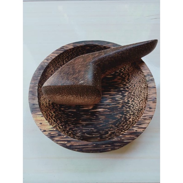 cobek+ulekan 18cm kayu aren