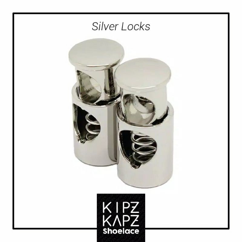 KIPZKAPZ SHOE LOCK LACE / LACE LOCK SILVE METAL - KUNCI TALI SEPATU LOCK LACES