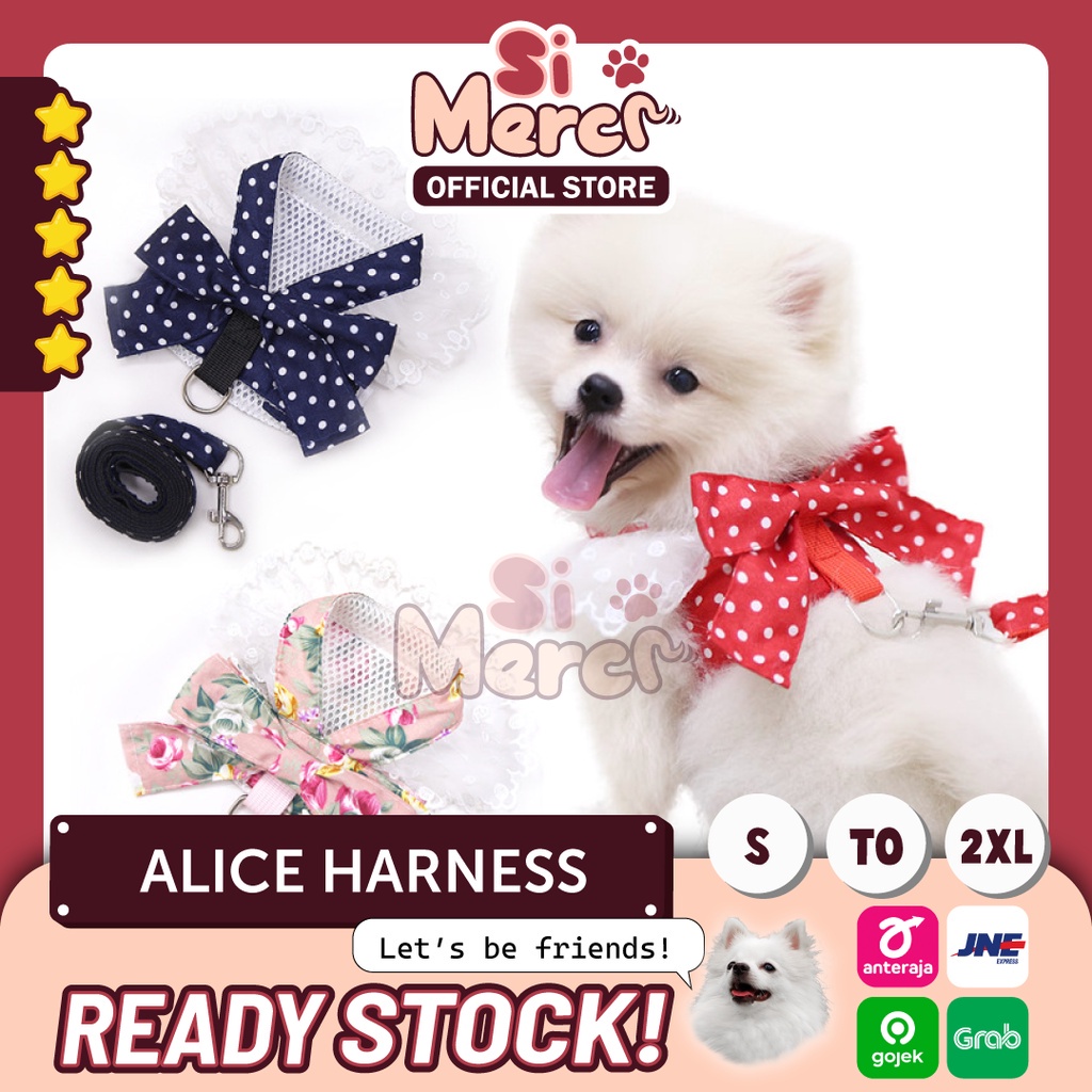 Alice Harness / Tali Anjing / Baju Anjing / Harness Baju Anjing Kucing/ Harness Premium Anjing / Harness Lucu Anjing Kucing