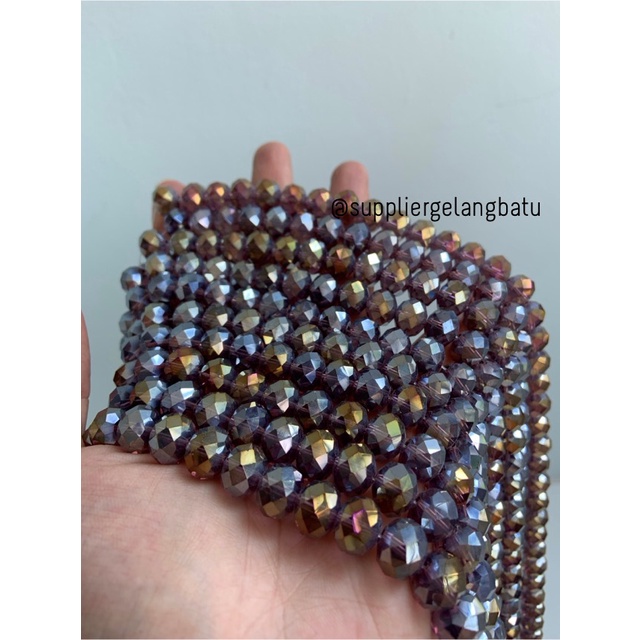 Crystal Ceko 12mm AMETHYST quartz UNGU kecubung KUARSA kuarsa kristal bahan kalung gelang anting strap mask kerajinan tangan craft citayam fashion week etink vintage elegan bali manik crystal