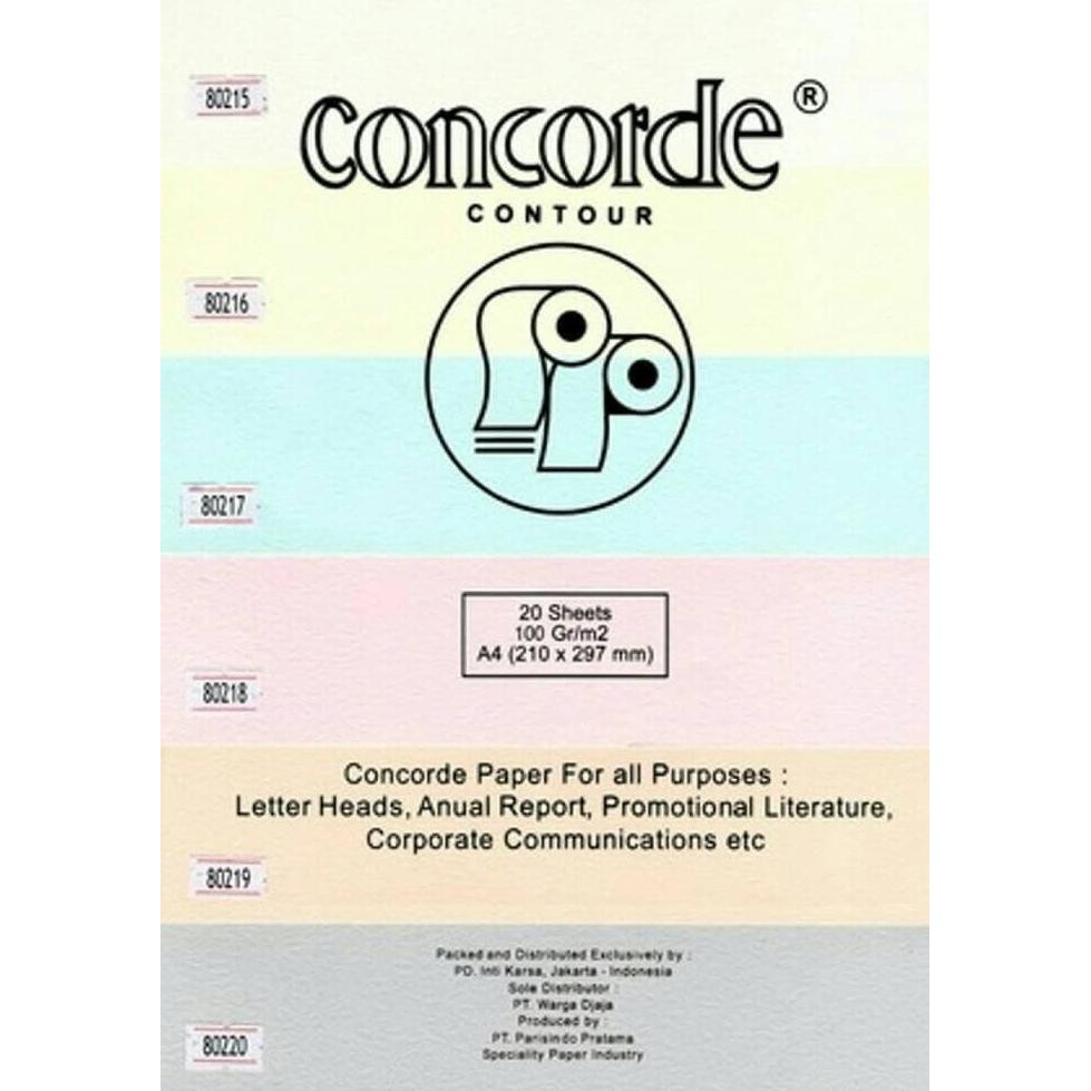 

Berkualitas Kertas Concorde Contour 100Gr A4(210X297Mm)Isi :20Sheets Promo Kode 776