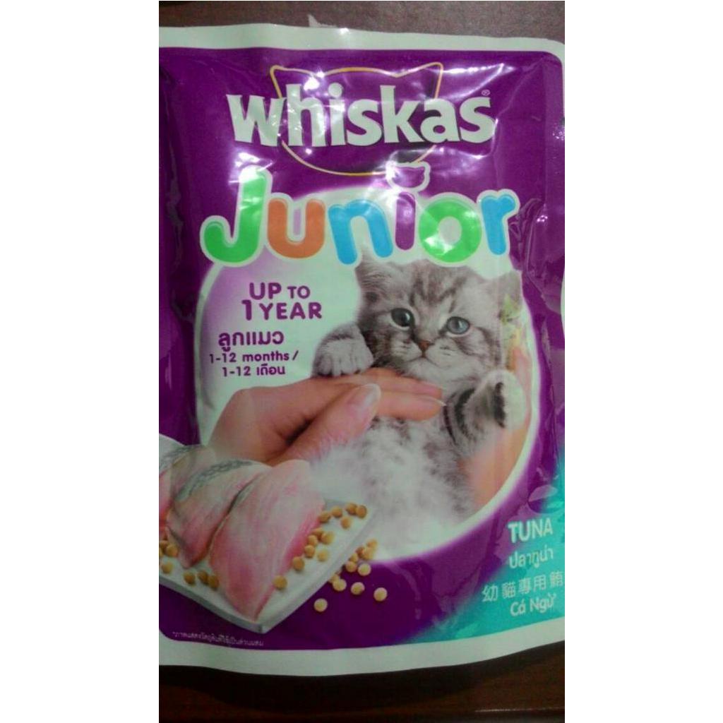 Whiskas pouch banyak variant rasa pakan kucing basah wetfood