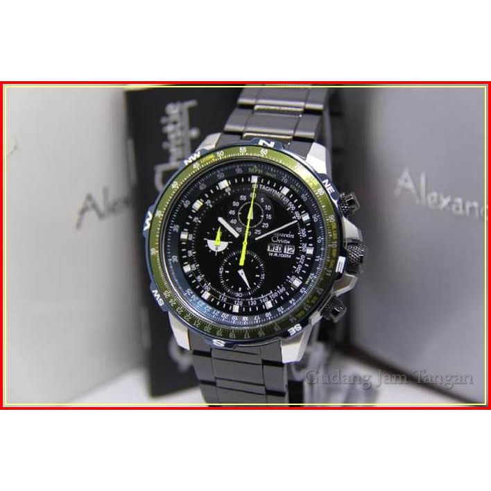 JAM TANGAN PRIA ALEXANDRE CHRISTIE AC 6476 SILVER GREEN ORIGINAL