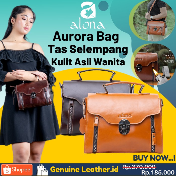 TAS SELEMPANG SHOULDER BAG SLING BAG KULIT ASLI WANITA ALONA AURORA BRANDED PREMIUM ORIGINAL LEATHER