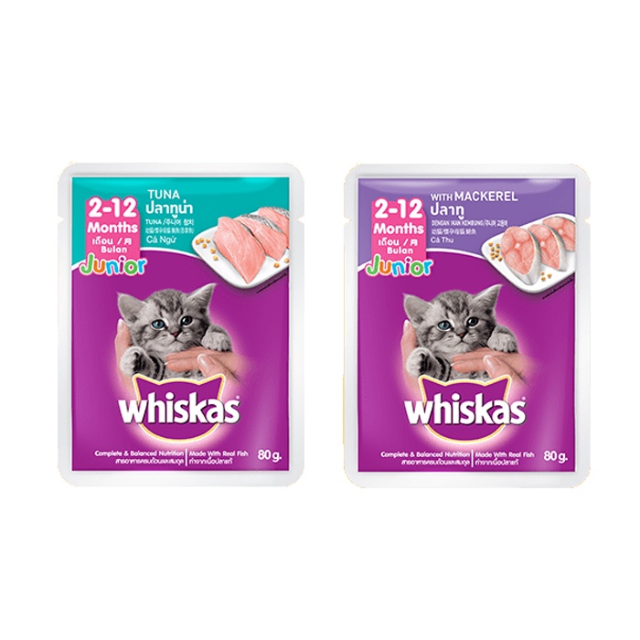 Whiskas Junior Pouch 80 gr - Makanan Basah Kucing Kitten Wetfood