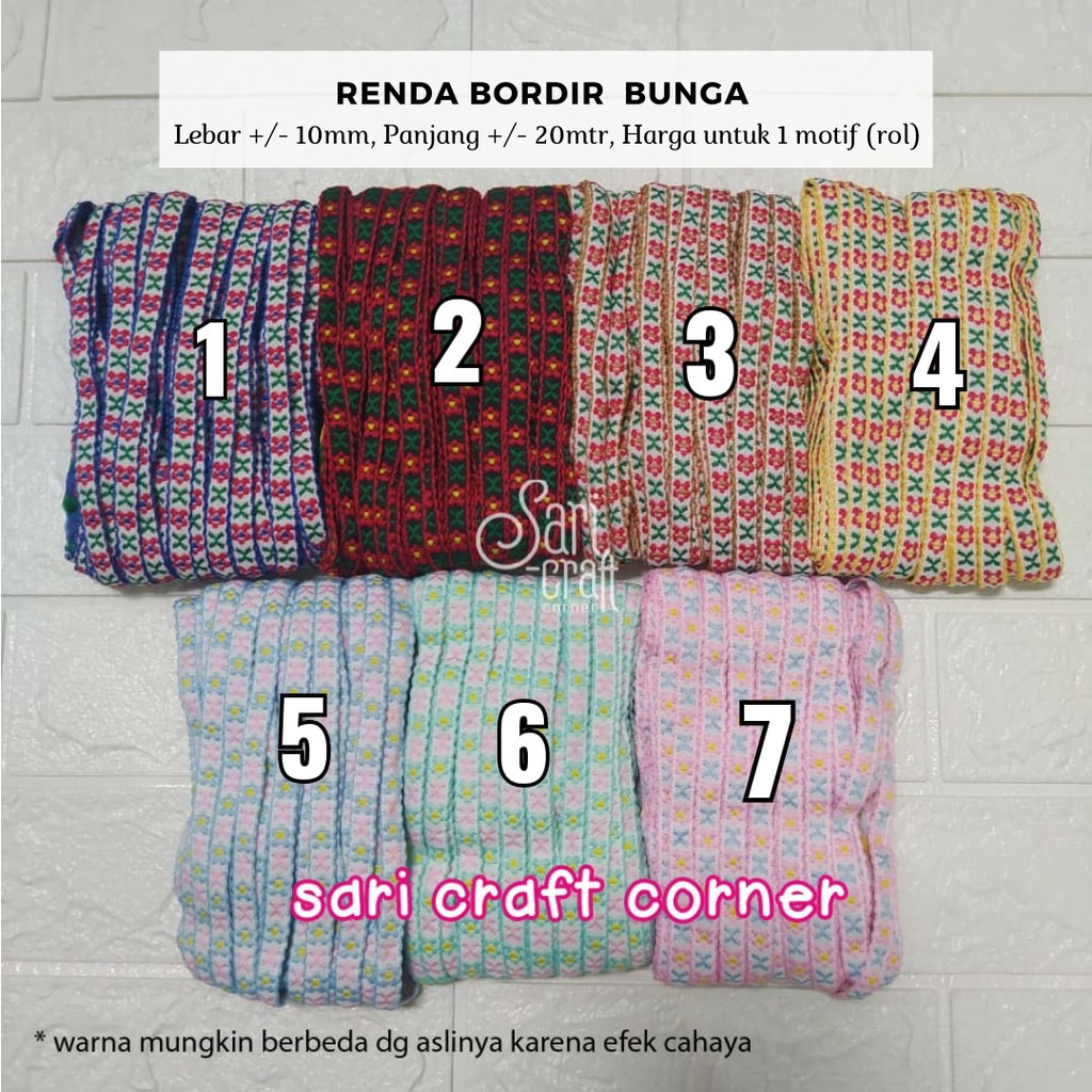Renda Bordir Bunga Lebar +/-10 mm