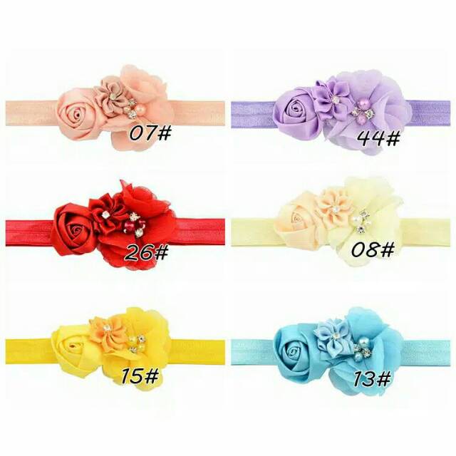 BANDANA BUNGA 3 VARIASI BUNGA MUTIARA/ BABY HEADBAND/ BANDO BAYI BUNGA