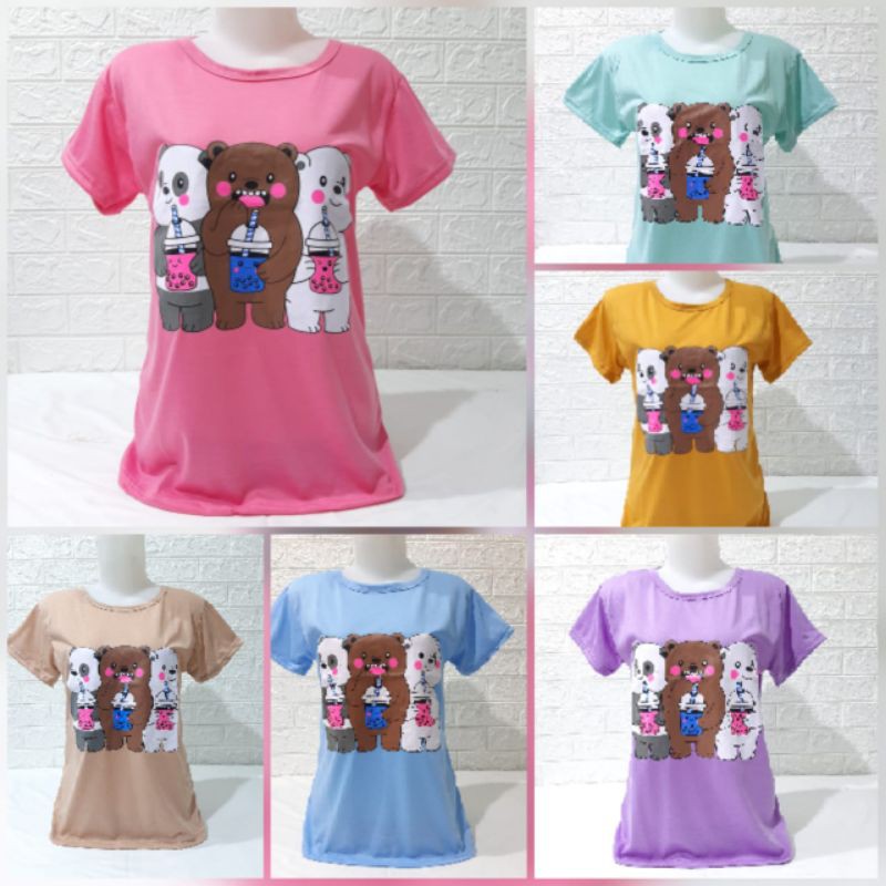 PROMO!!! KAOS PENDEK MOTIF TIGA PANDA/HARGA MURAH MERIAH