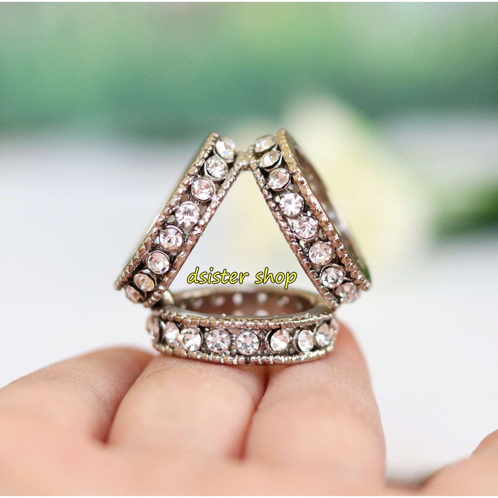 Bros Cincin Ring Aksesories Syal Hijab Bentuk Segitiga Cantik-Model 03 Silver
