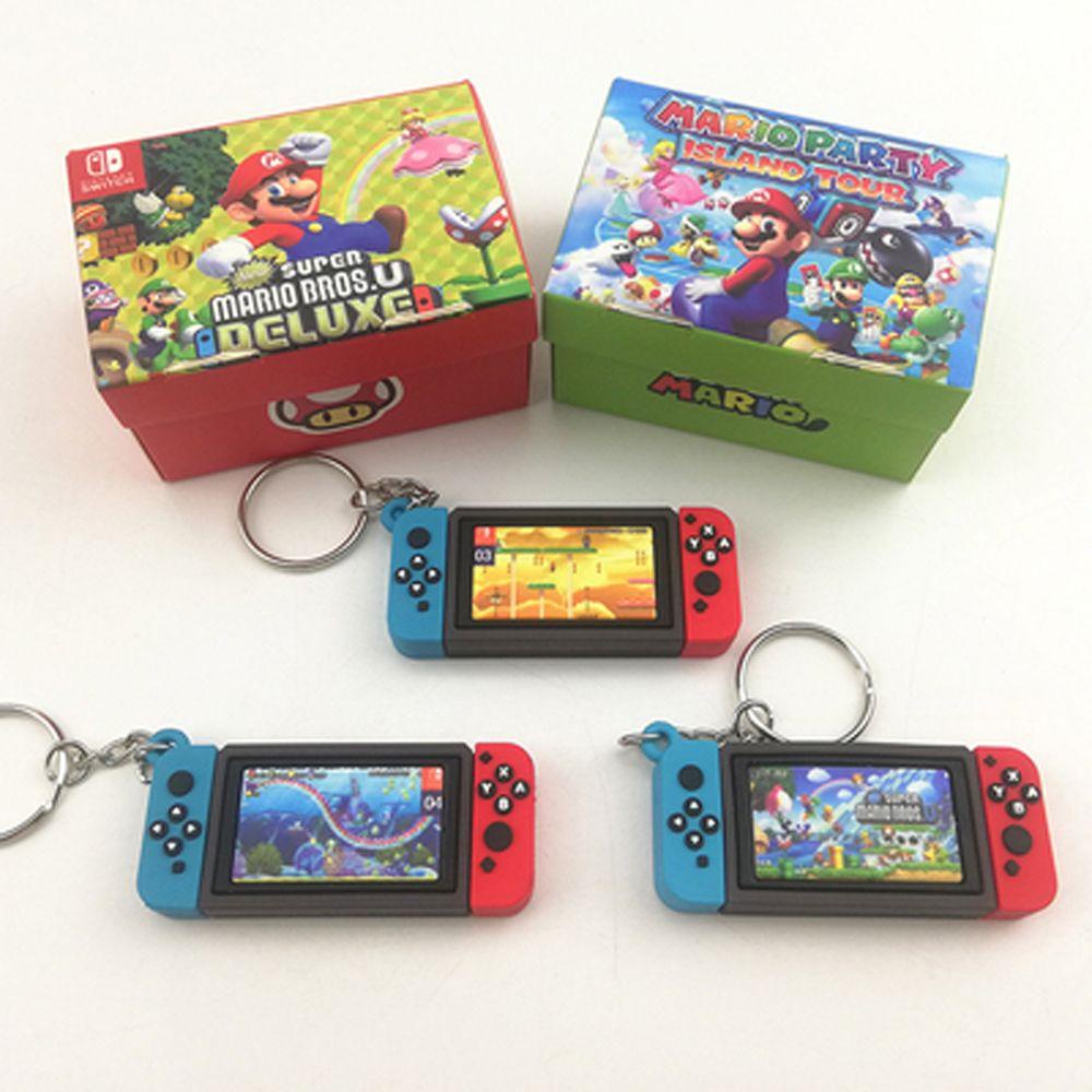 QUINTON Super Mario Gantungan Kunci Gantungan Kunci Mobil Figure Mainan Action Figure Hadiah Anak Mario Key Rings