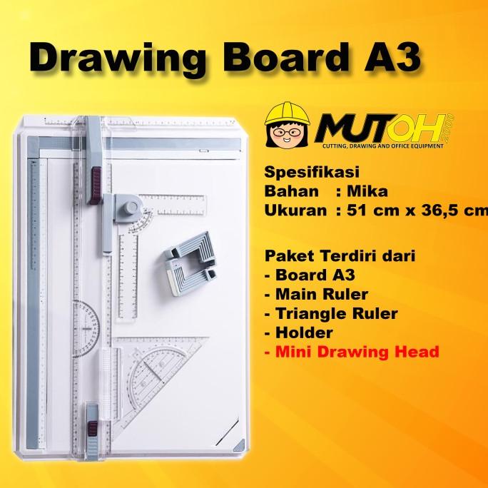 

Meja Gambar Arsitek A3 Drawing Board A3 + Drawing Head Professional
