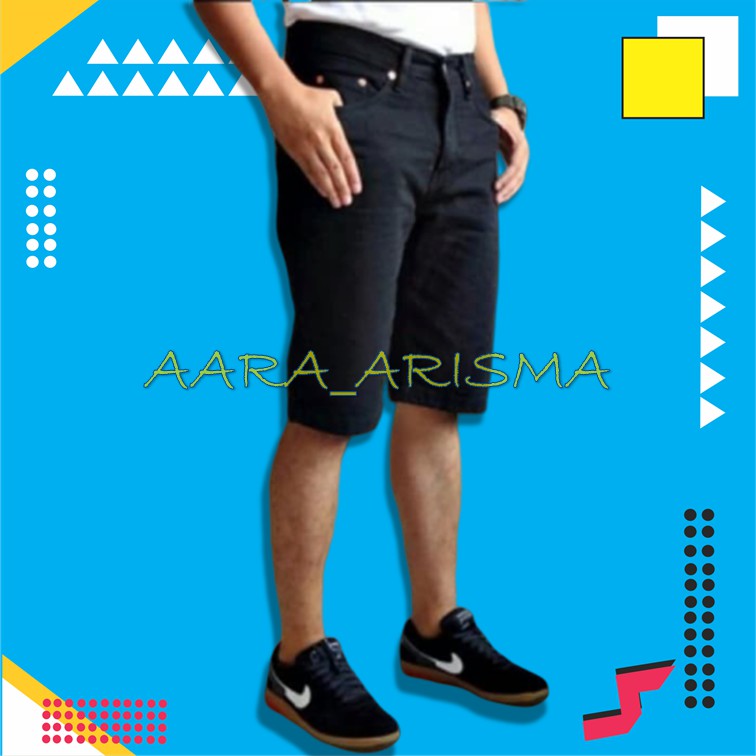 JEANS DISTRO DEWASA FASHION MURAH JINS COWOK  CELANA JEANS PENDEK PRIA LEVIS STANDAR HITAM KEREN