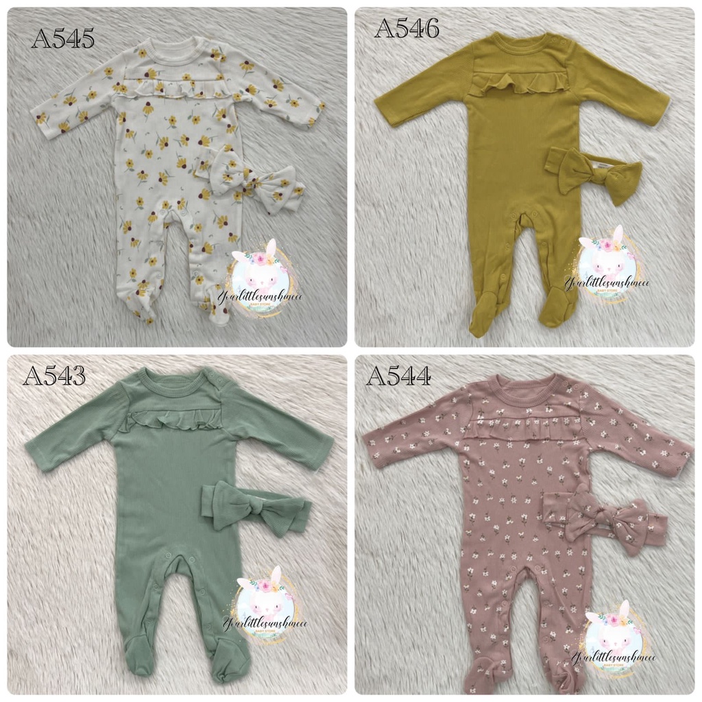 ROMPER JUMPSUIT PANJANG BANDANA BABY GIRL PREMIUM