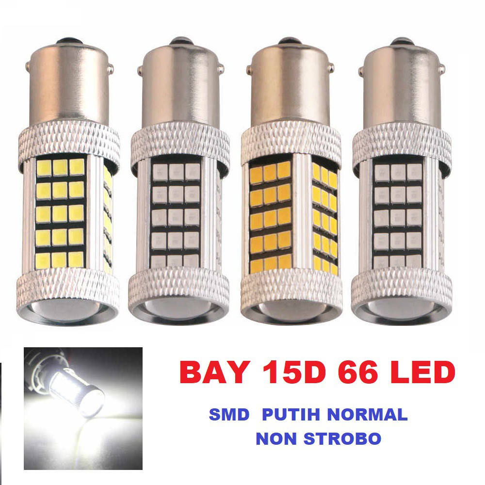 Lampu Rem Mobil Motor isi 2 pcs BAY15D Bayonet Putih Normal Non Strobo 12V 2835 66 SMD 1156 BA15D P2