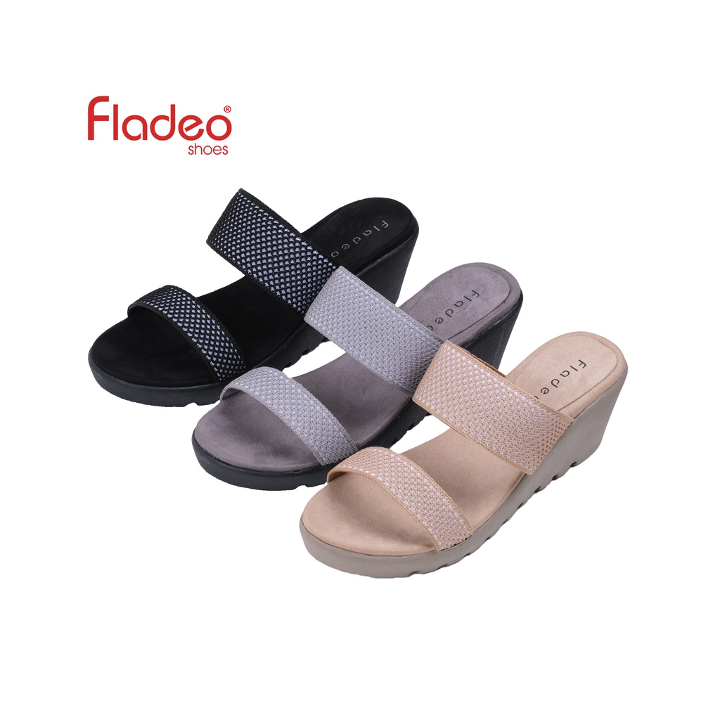 Fladeo H21/LDJ276-2RA/Sandal Wedges Slide Wanita [ Wedges Sandals ]