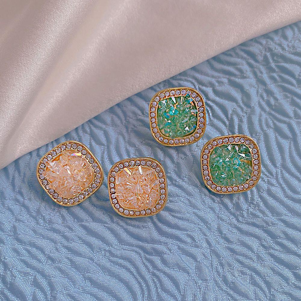 Mxbeauty Anting Berlian Trendi Hadiah Sederhana Elegan Perempuan Gadis Bentuk Persegi Wanita Stud Earrings
