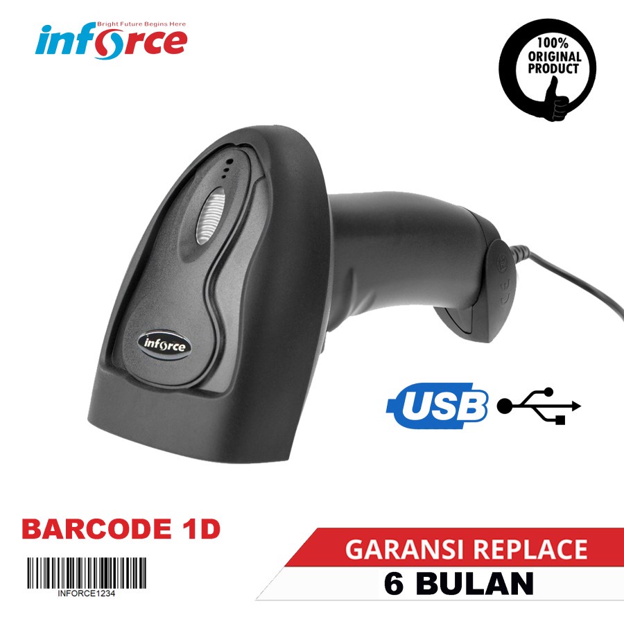 INFORCE BARCODE SCANNER T120 1D USB WIRED KABEL CABLE HANDHELD