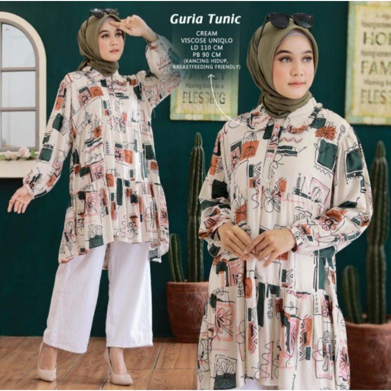 TUNIK URAGIRI /  TUNIK MOTIF FLORAL RAYON VISCOSE BUSUI FRIENDLY