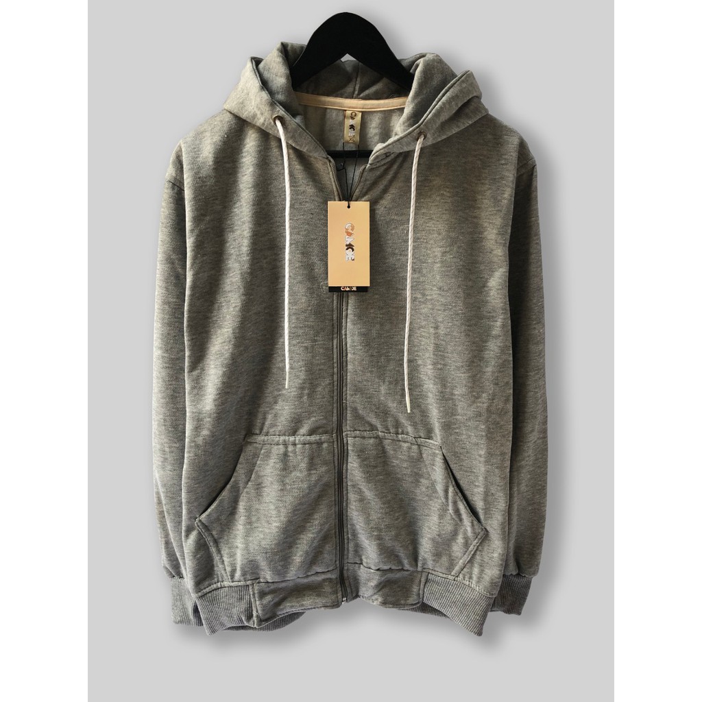 jaket hoodie abu abu polos