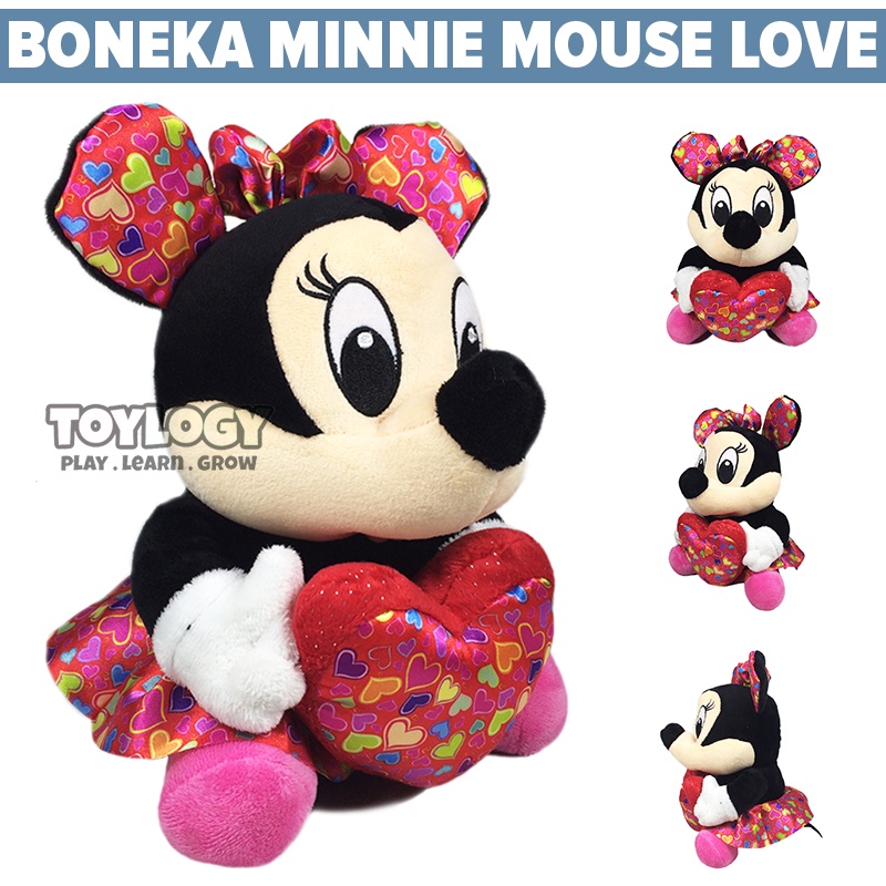 Boneka Minnie Mouse Mini Tikus Love Heart Stuffed Plush Doll Hati 10 Inch