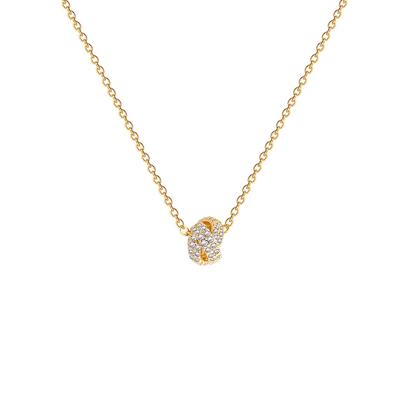 Shuling Korean Style Geometric Irregular Micro-inlaid Diamond Circle Pendant Titanium Necklace Female Fashion Choker Necklace