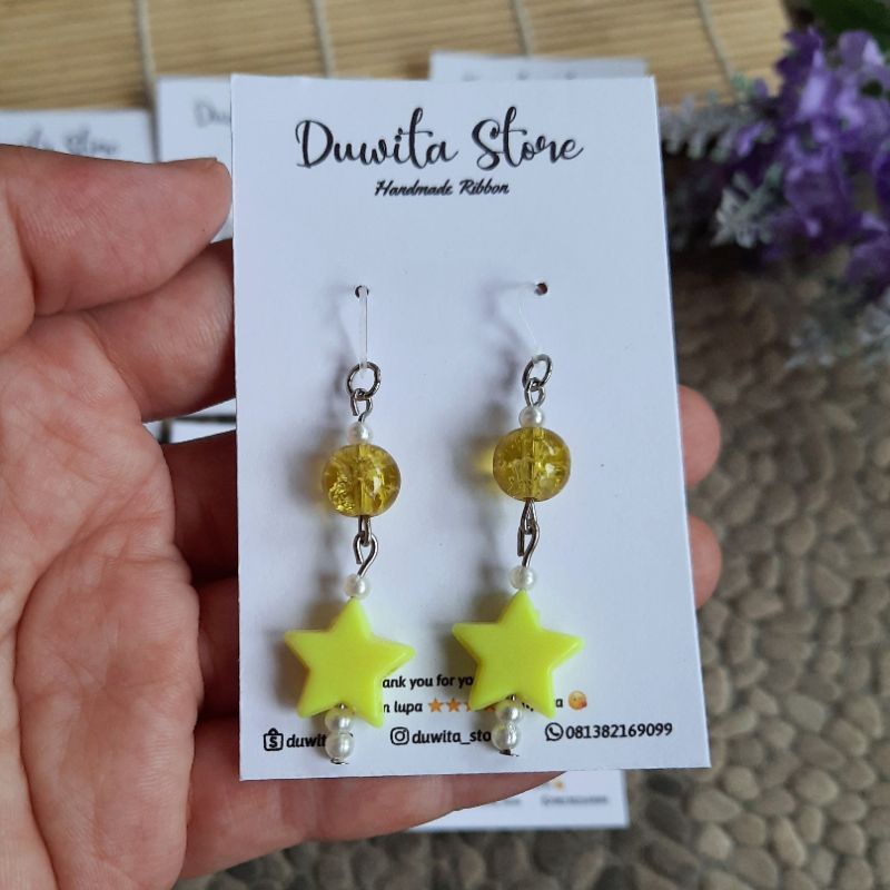 HANDMADE ANTING DEWASA KAITAN PLASTIK MOTIF STAR/BINTANG