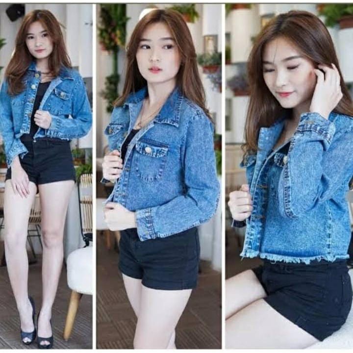 VARIAN 2 WARNA !! CROPTEE JAKET MATT JEANS STRETCH