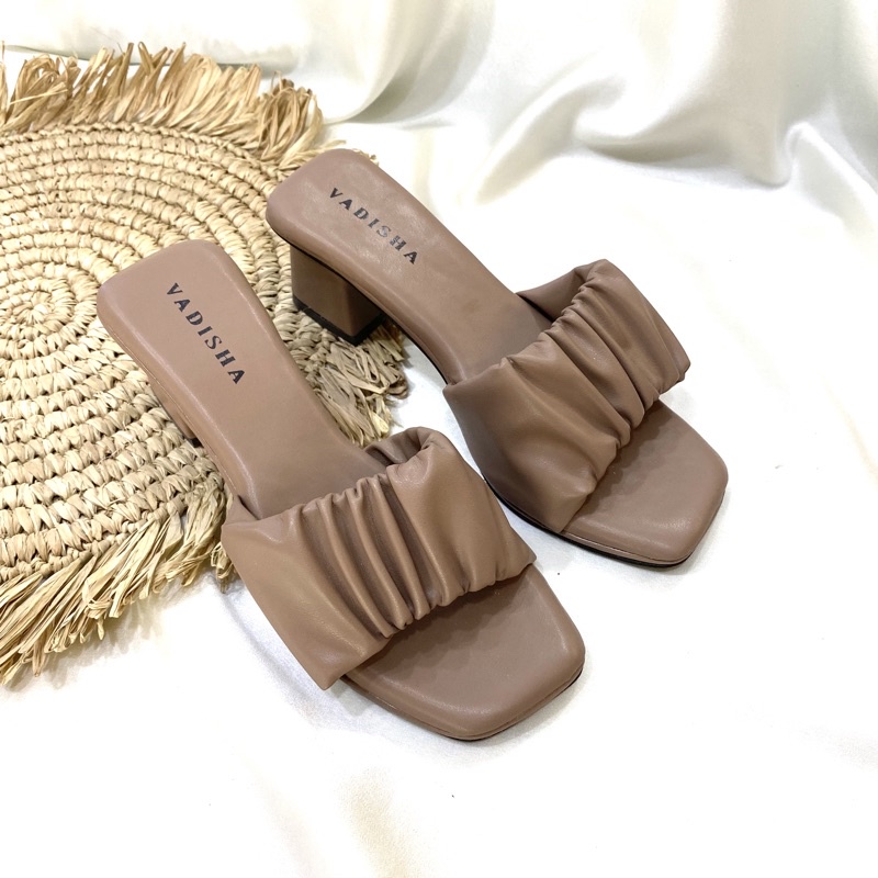 Sandal Wanita/Sandal Hak Tahu 5 cm||VADISHA||Sendal Sofa/Tali Kerut