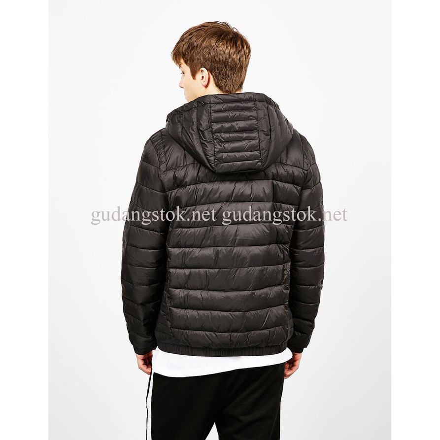 Jaket Pria Musim Dingin Bershka Original Hitam Best Quality