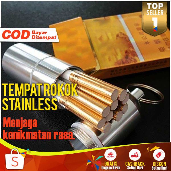 Bungkus Rokok Cylinder Stainless Steel Cigarette Case Praktis Pembungkus Rokok Stainles Murah