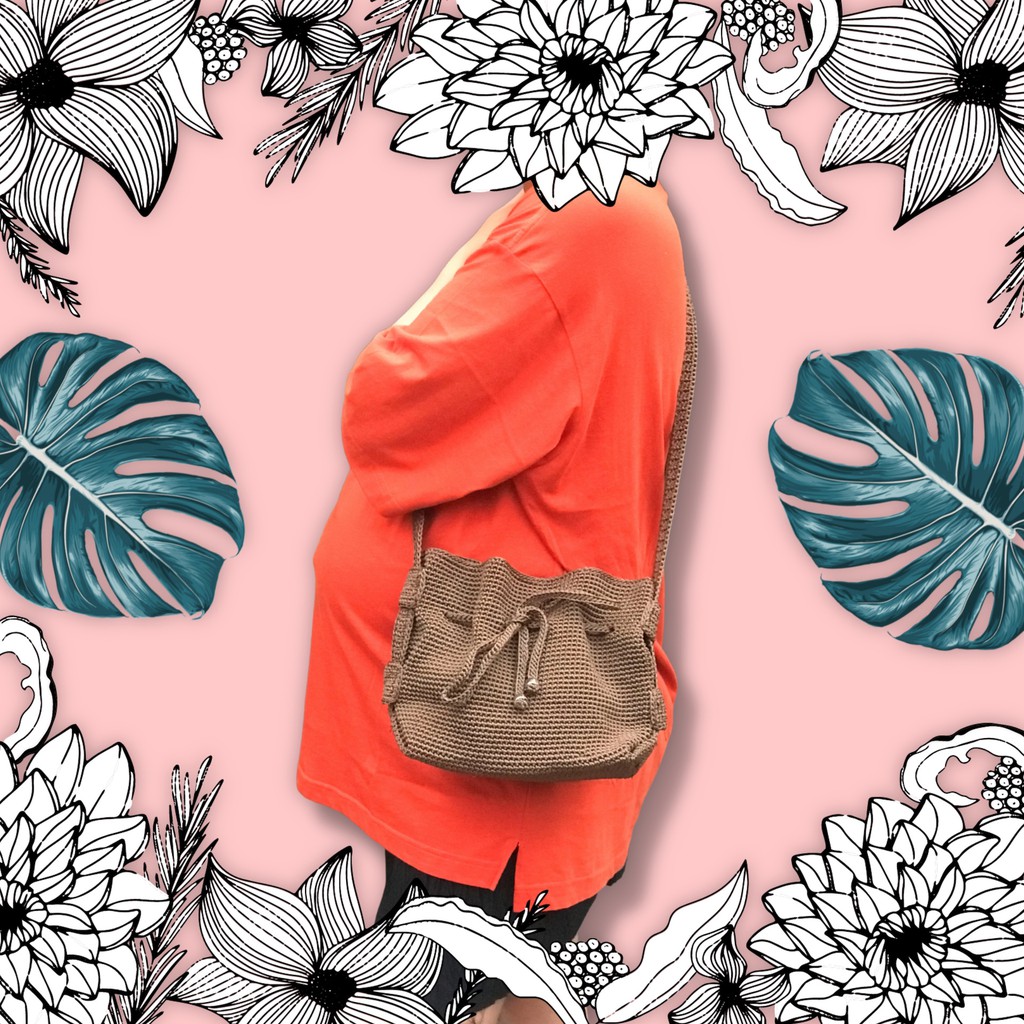 TAS SELEMPANG WANITA UKURAN BESAR / TAS WANITA UNIK DAN LUCU / Tas rajut wanita bahan nilon / Tas wa