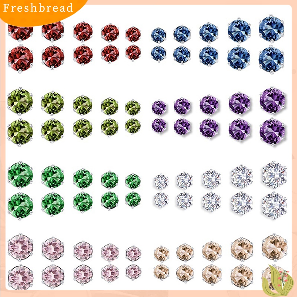 [TERLARIS]12 Pairs Earrings Exquisite Lovely Design Cubic Zirconia Brilliant Jewelry Ear Studs for Dating