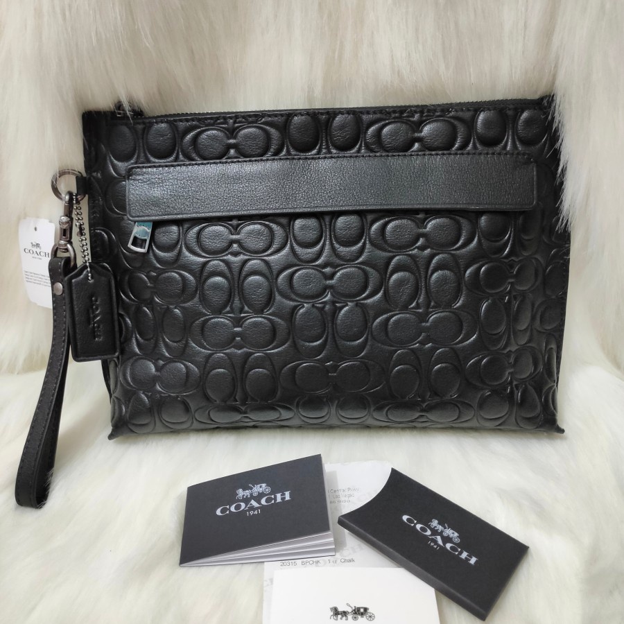 Coach Clutch pouch embossed Signature tas tangan pria wanita original