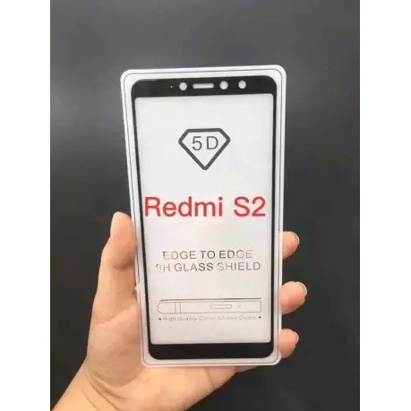 TEMPERED GLASS 5D XIAOMI REDMI S2 S 2 ANTI GORES KACA Color Warna CURVED EDGE FULL LEM LAYAR