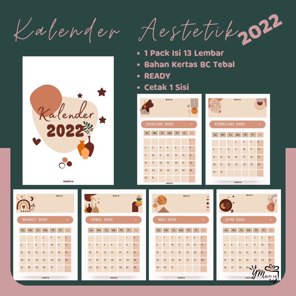 Jual Kalender aestetik mini meja tempel dinding calendar wall