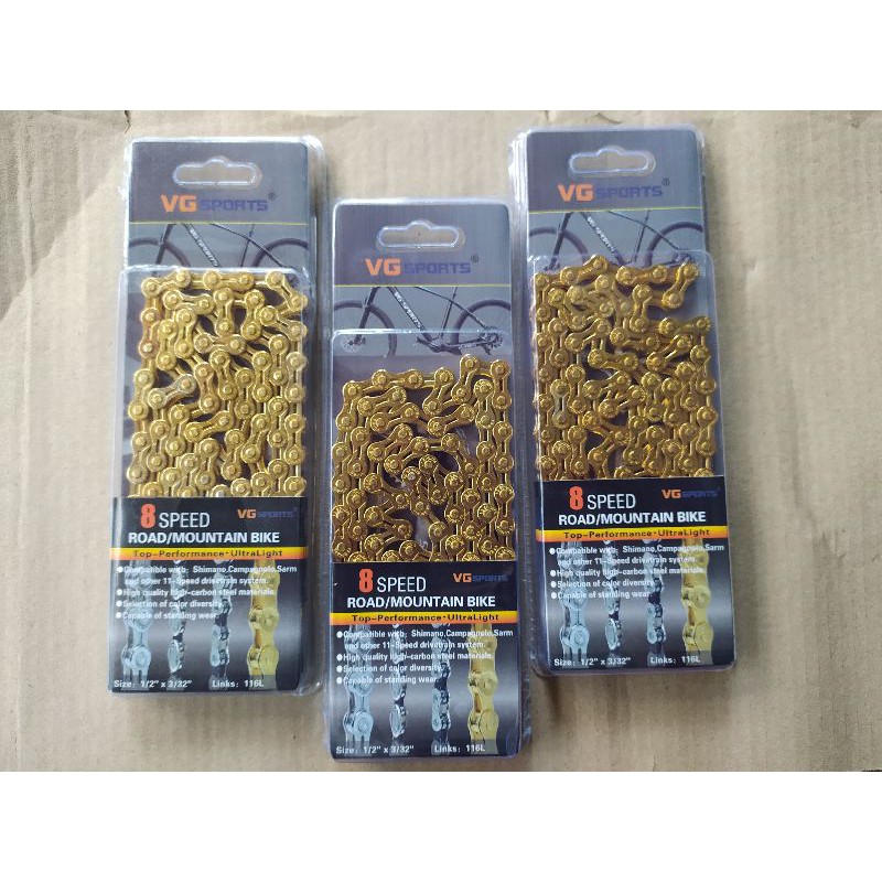Rantai sepeda 7 8 speed VG Sports  warna gold
