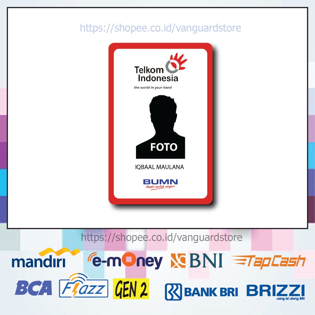 KARTU E MONEY E TOLL TELKOM INDONESIA KARTU PENGENAL ID CARD 11 EMONEY MANDIRI FLAZZ TAPCASH BRIZZI